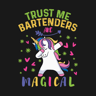 Cute Dabbing Unicorn Bartender Gift T-Shirt