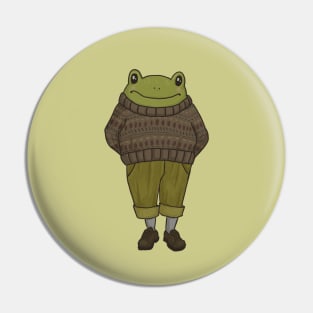 Funny Fashionable Frog Dad Sporting a Cool Sweater Pin