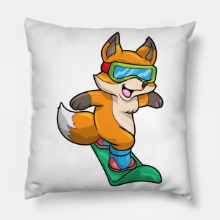 Fox at Snowboarding with Snowboard & Glasses Pillow