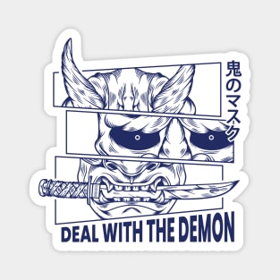 Japanese Demon Oni Mask illustration Magnet