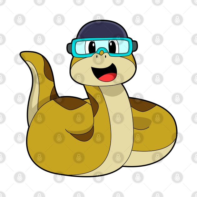 Snake with Swimming goggles by Markus Schnabel