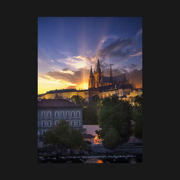 Prague Castle at sunset by mitzobs