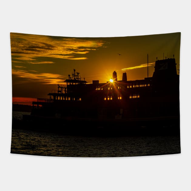 Staten Island Ferry Sunrise Tapestry by ShootFirstNYC