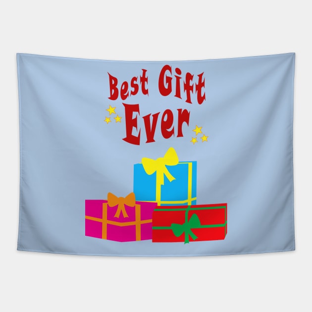 Presents of Gift Boxes with tagline: Best Gift Ever Tapestry by SPJE Illustration Photography