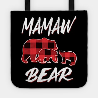 Mamaw Bear Red Plaid Christmas Pajama Matching Family Gift Tote