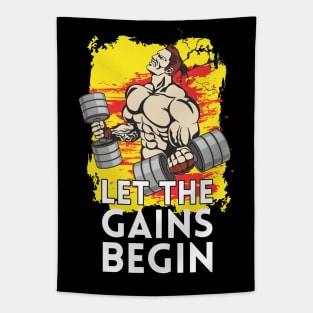 Let the gains begin - Crazy gains - Nothing beats the feeling of power that weightlifting, powerlifting and strength training it gives us! A beautiful vintage design representing body positivity! Tapestry