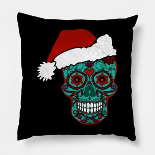 Gothic Christmas - Smiling Sugar Skull Santa Claus 3 Pillow