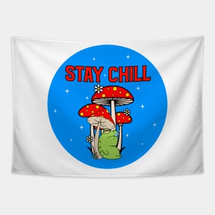 Stay Chill Cute Green Frog Tapestry