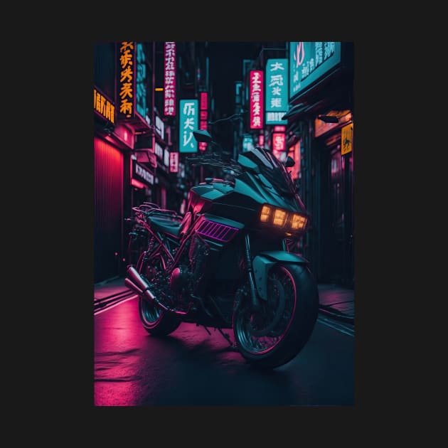 Neon Speedster: Motorcycle Majesty in a Japanese Metropolis by star trek fanart and more