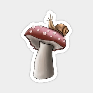 A snail Sitting on a Mushroom Illustration Magnet