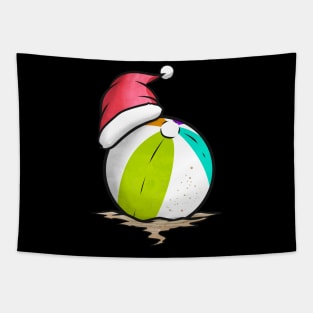 Beach Ball With Santa Hat Celebrating Christmas In July Tapestry