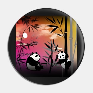 Panda in the Bamboo Forest,sunset Pin