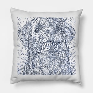 ANGRY ROTTWEILER pencil portrait Pillow