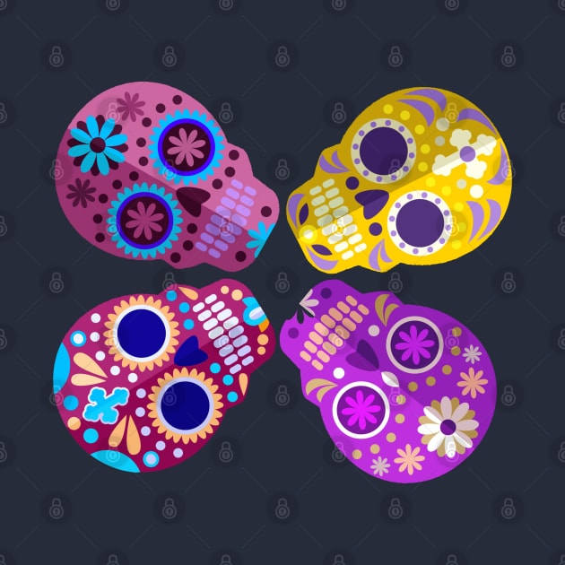 Colorful Sugar Skulls Design by Mako Design 