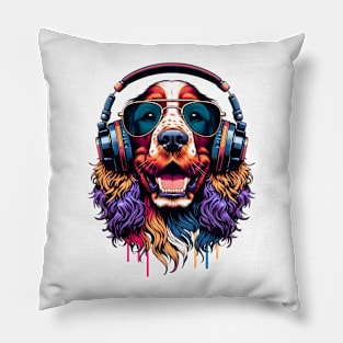 Irish Water Spaniel Smiling DJ in Japanese Art Pillow