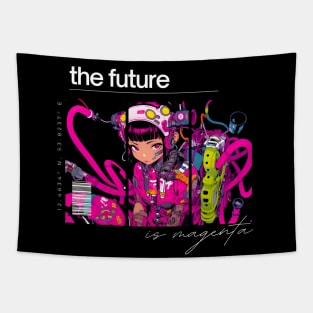 The Future is Magenta (black) Tapestry