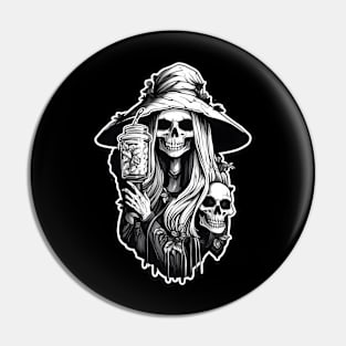 Witch skulls Halloween Pin