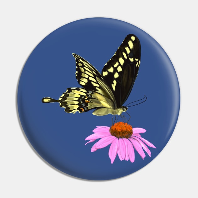 Giant Swallowtail Butterfly Pin by KatieMorrisArt