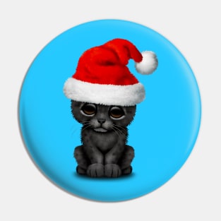 Cute Black Panther Cub Wearing a Santa Hat Pin