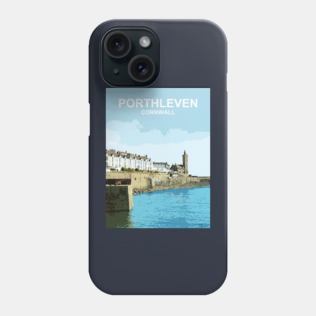 Porthleven Cornwall. Cornish gift. Travel poster Phone Case by BarbaraGlebska