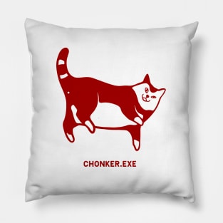 Cat exe has stopped working. Cute chonker laying on the floor in red ink Pillow