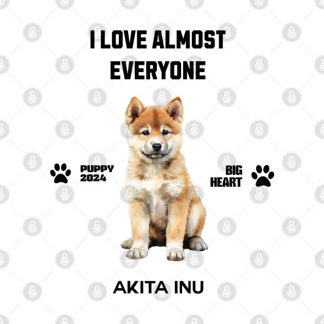 Akita Inu i love almost everyone by DavidBriotArt