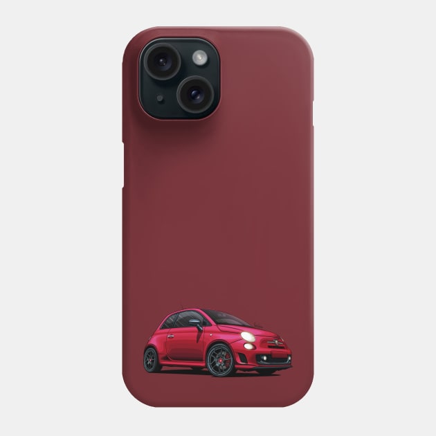 Abarth 595 Competizione Red - Illustration Phone Case by Mario Ramos Rally Art