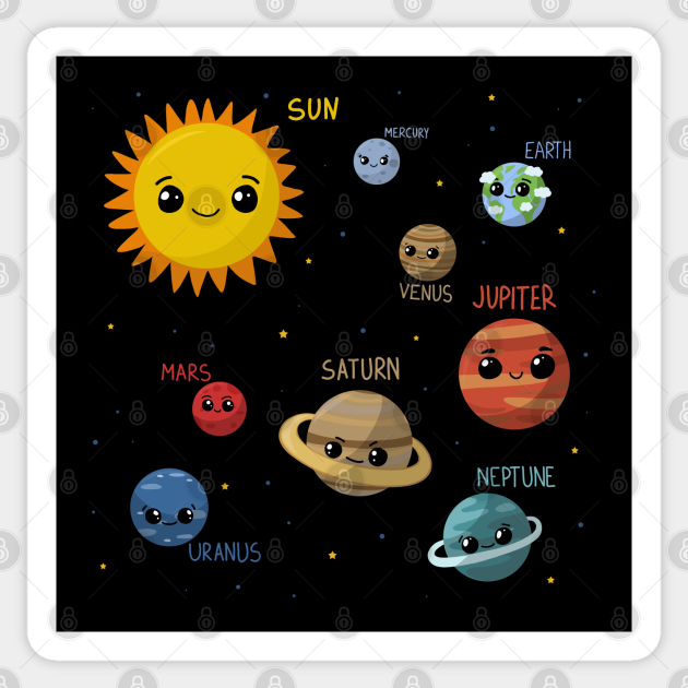 Kawaii Solar System - Kawaii Solar System - Sticker | TeePublic