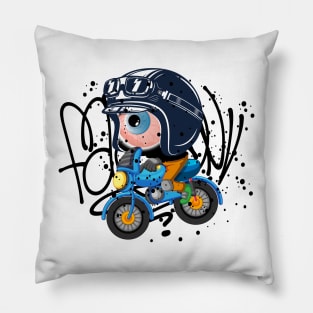 Motorbike Monster Graffiti Street Art Pillow