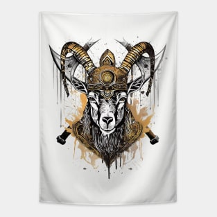 Viking Battle Goat Grunge Style Tapestry