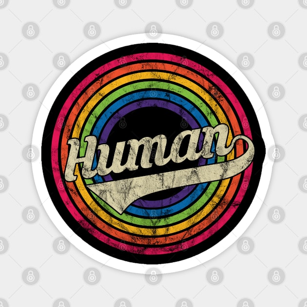 Human - Retro Rainbow Faded-Style Magnet by MaydenArt