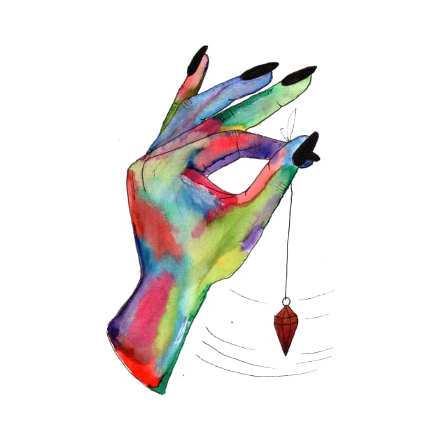 colorful hand holding pendulum by jennross76