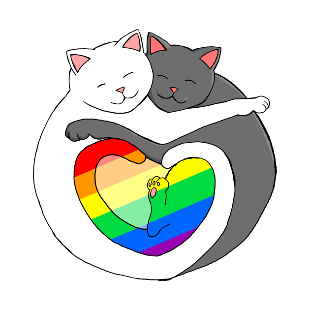 Rainbow Heart Pride Cats cute kittens LGBTQIA by xenotransplant