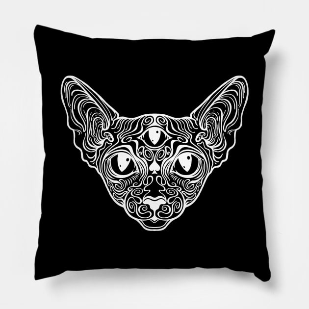 Cat sphinx with the third eye Pillow by OccultOmaStore