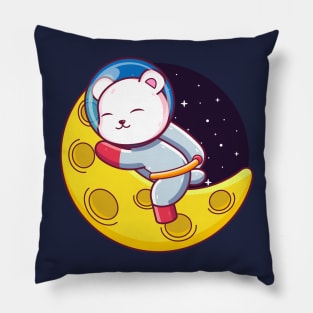 polar bear astronaut sleeping on the moon Pillow