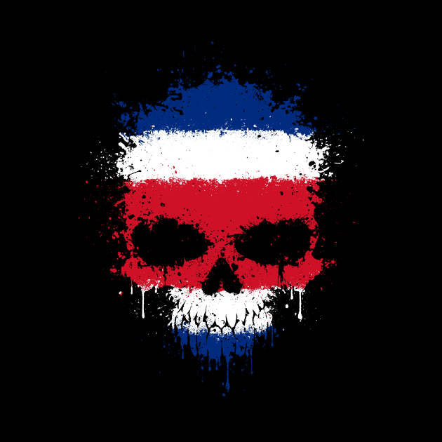 Chaotic Costa Rican Flag Splatter Skull by jeffbartels