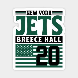New York Jets Hall 20 American Flag Football Magnet