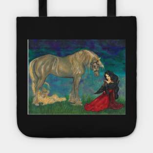 Horse, Lady and Raven Tote