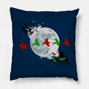 Funny Santa's Sleigh Ride with Christmas Macaw Parrots Pillow