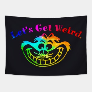 Neon Rainbow Let's Get Weird Cat Tapestry