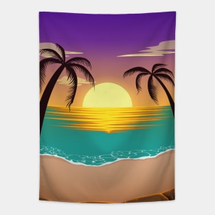 Purple Sunset on the Beach Tapestry