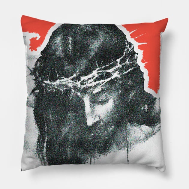 Suffering Christ with Crown of Thorns Pillow by Marccelus