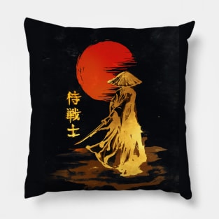 Samurai red moon black version Pillow