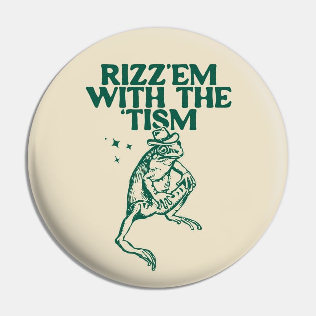 Rizz Em With The Tism Vintage T-Shirt, Retro Funny Frog Shirt, Frog Meme Pin by Hamza Froug