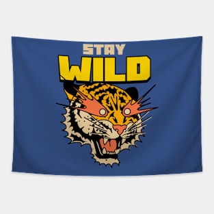 Stay Wild Tiger Roar Laser Eyes Tapestry