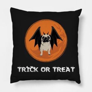 Trick or Treat Halloween Funny Pug Design for Dog Lovers Pillow