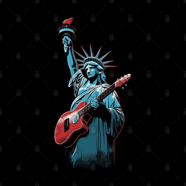 Patriotic USA 4th of July Guitarist Concert Festival Guitar by KsuAnn