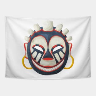 Watercolor tribal mask Tapestry