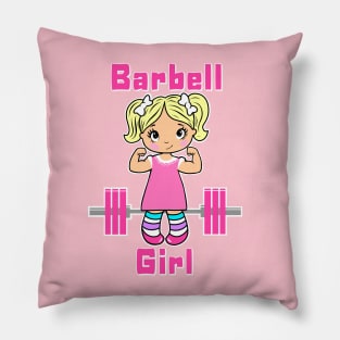 Barbell Girl, fitness girl, gym girl Pillow