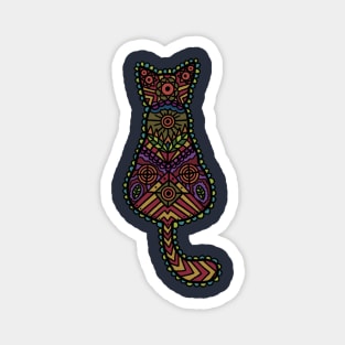 Mandala Cat mute rainbow colours Magnet